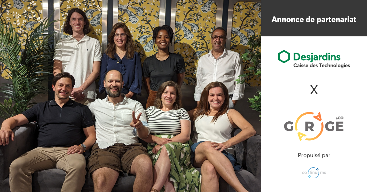 Annonce de partenariat Annonce de partenariat. Desjardins Caisse des Technologies et Continuums Le Garage & Co réuni pour une photo officielle