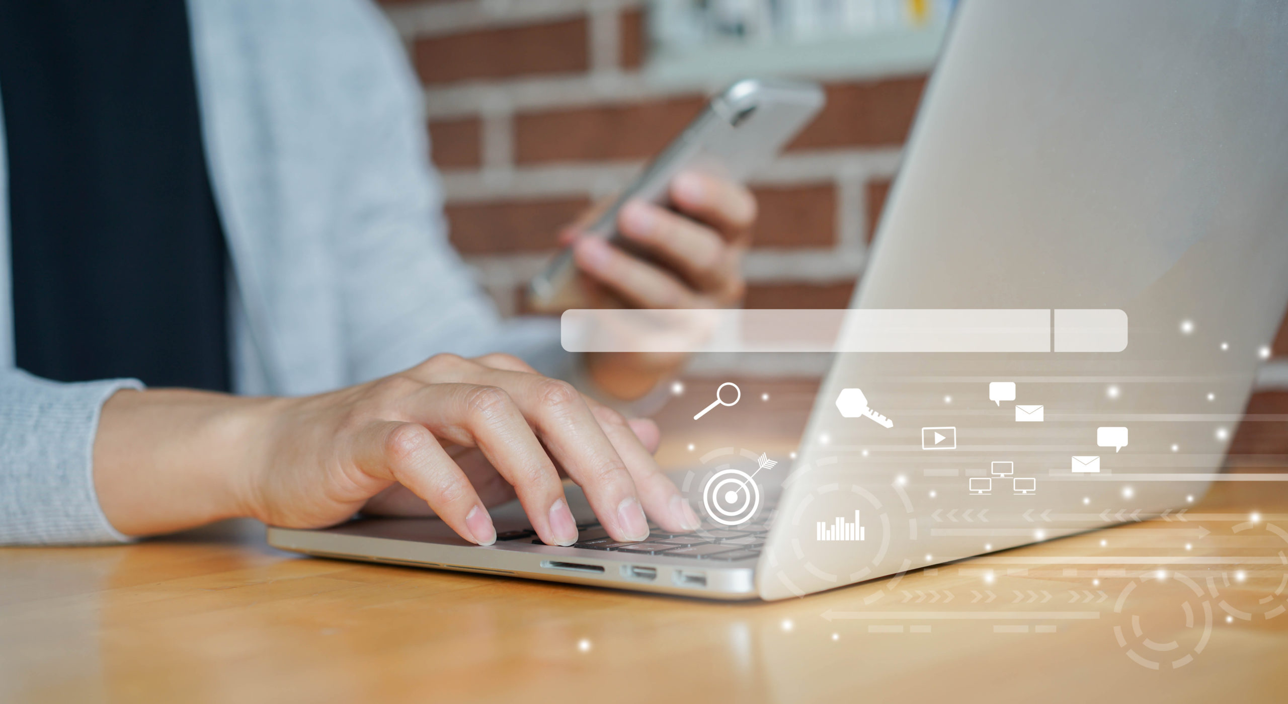 close up woman hand type on keyboard laptop to use search engine plan financier financial plan